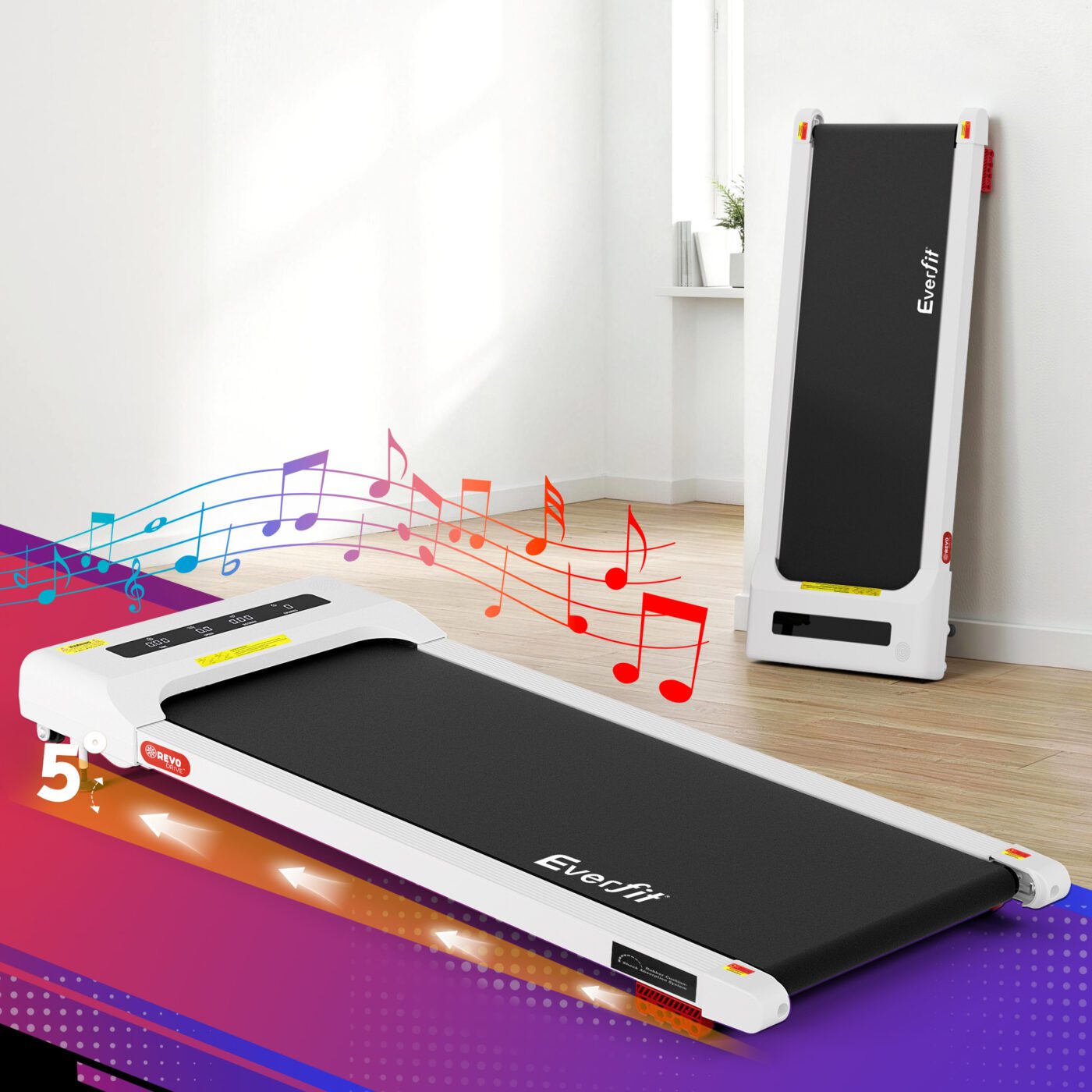 Everfit Treadmill Electric Walking Pad Incline Under Desk Home Gym 380mm White 12 Everfit Treadmill Electric Walking Pad Incline Under Desk Home Gym 380mm White - Image 12