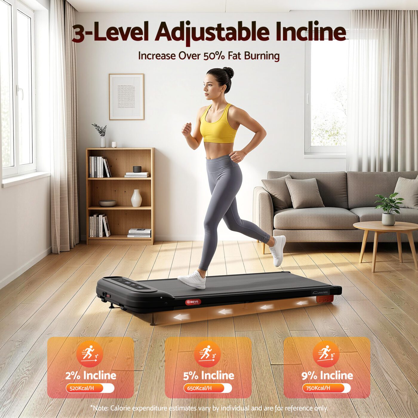 Everfit Treadmill Electric Walking Pad with Incline Under Desk Home Gym Black 4 Everfit Treadmill Electric Walking Pad with Incline Under Desk Home Gym Black - Image 4