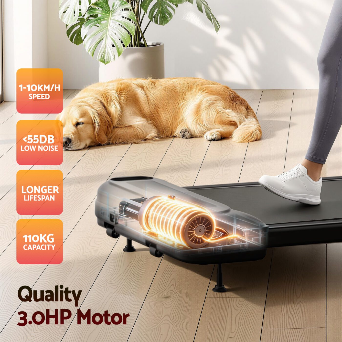 Everfit Treadmill Electric Walking Pad with Incline Under Desk Home Gym Black 6 Everfit Treadmill Electric Walking Pad with Incline Under Desk Home Gym Black - Image 6