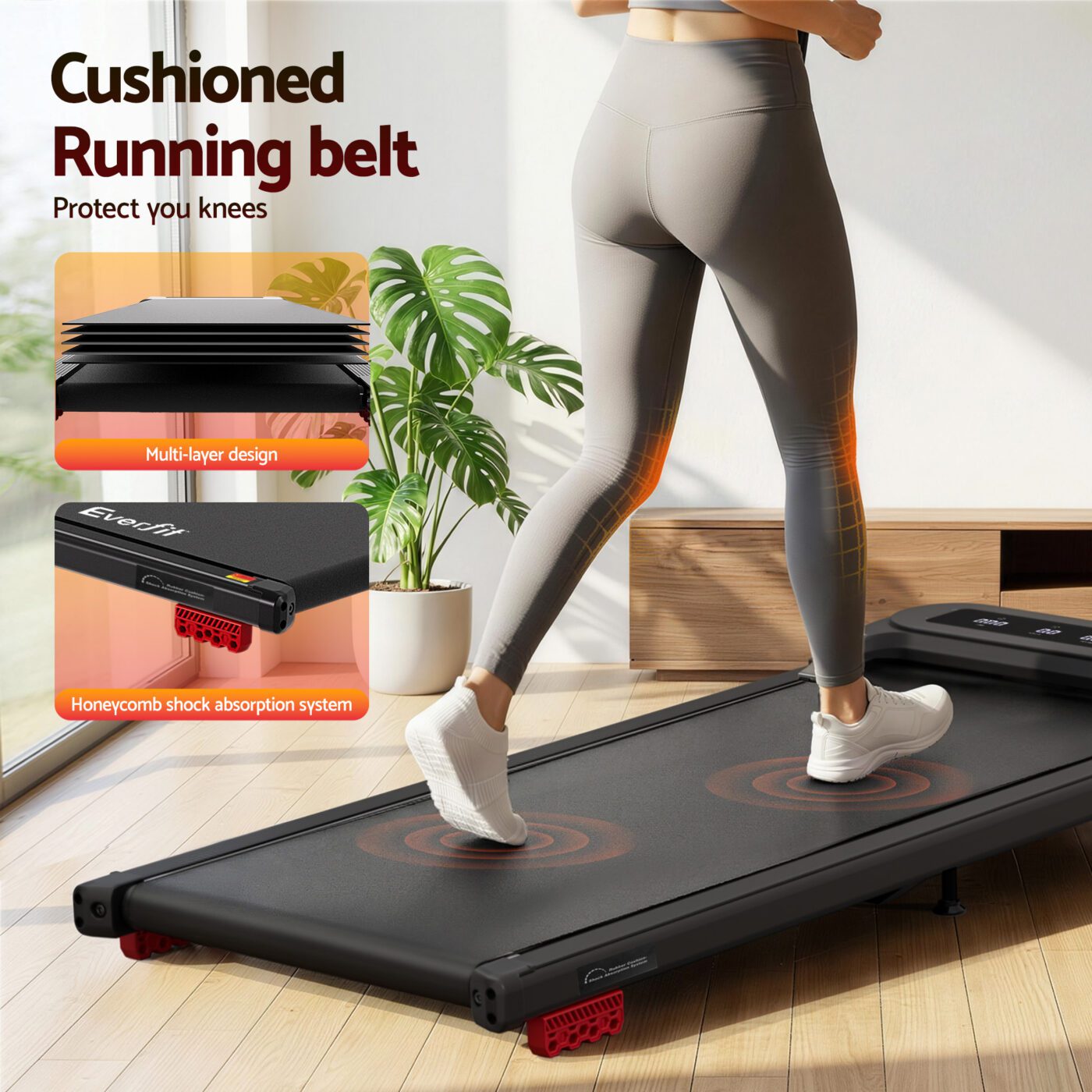 Everfit Treadmill Electric Walking Pad with Incline Under Desk Home Gym Black 7 Everfit Treadmill Electric Walking Pad with Incline Under Desk Home Gym Black - Image 7