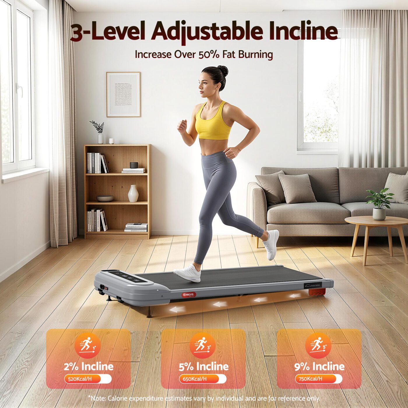 Everfit Treadmill Electric Walking Pad with Incline Under Desk Home Gym Grey 4 Everfit Treadmill Electric Walking Pad with Incline Under Desk Home Gym Grey - Image 4