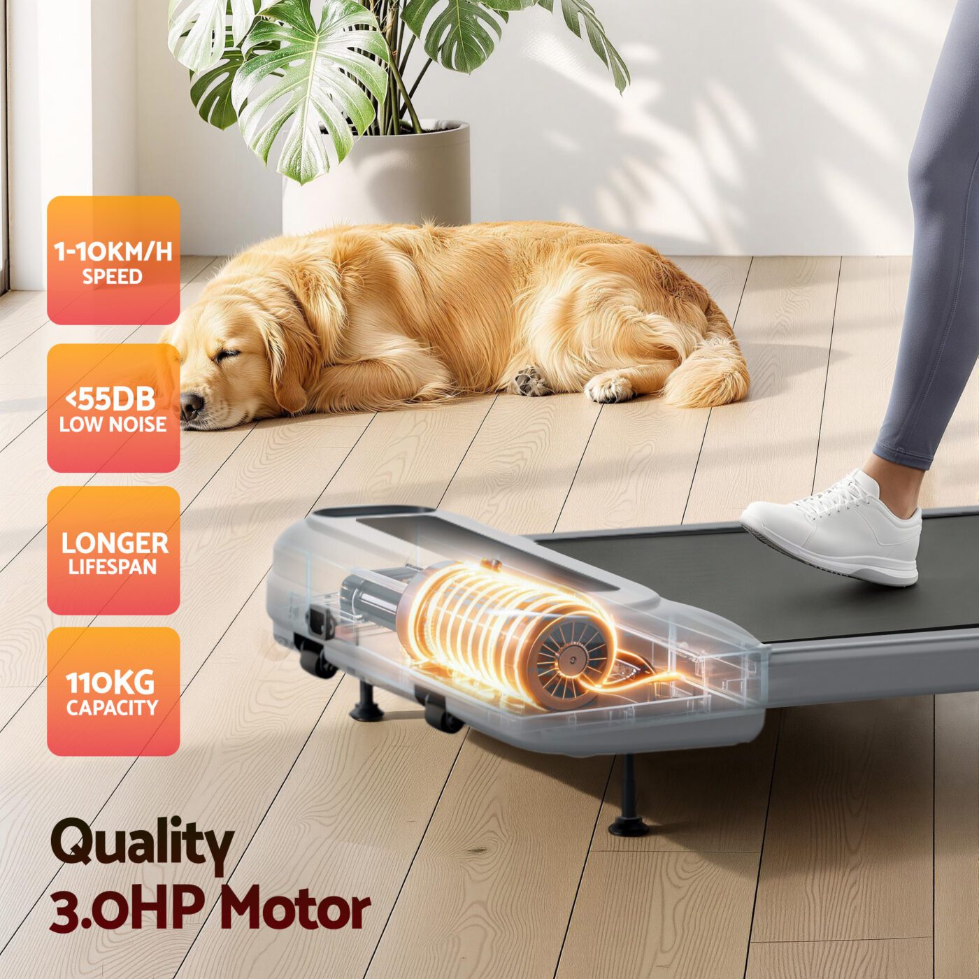 Everfit Treadmill Electric Walking Pad with Incline Under Desk Home Gym Grey 6 Everfit Treadmill Electric Walking Pad with Incline Under Desk Home Gym Grey - Image 6