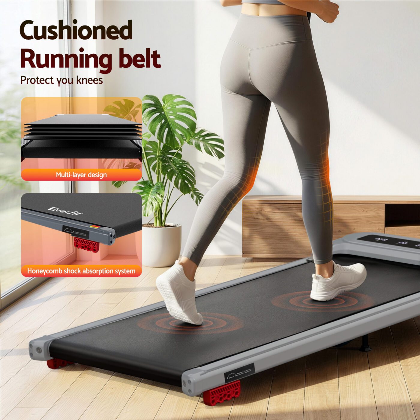 Everfit Treadmill Electric Walking Pad with Incline Under Desk Home Gym Grey 7 Everfit Treadmill Electric Walking Pad with Incline Under Desk Home Gym Grey - Image 7
