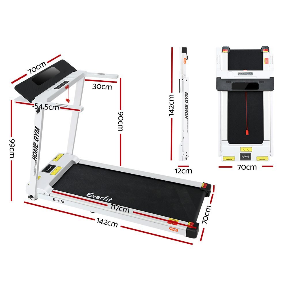 Everfit Treadmill Electric Home Gym Fitness Exercise Fully Foldable 450mm White 2 Everfit Treadmill Electric Home Gym Fitness Exercise Fully Foldable 450mm White - Image 2