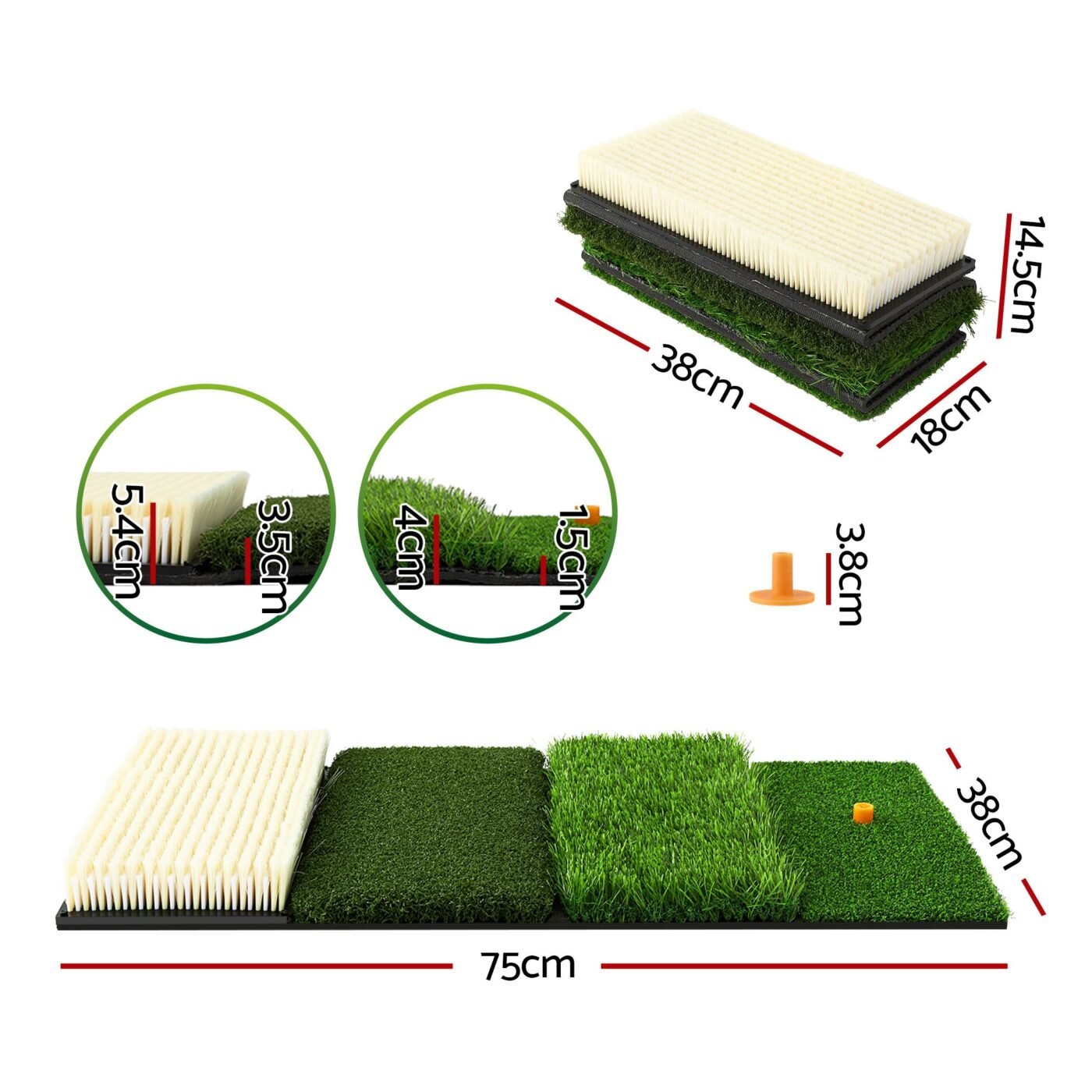Everfit Golf Hitting Mat Practice Turf 4 in 1 Foldable Training Aid Backyard 2 Everfit Golf Hitting Mat Practice Turf 4 in 1 Foldable Training Aid Backyard - image 2