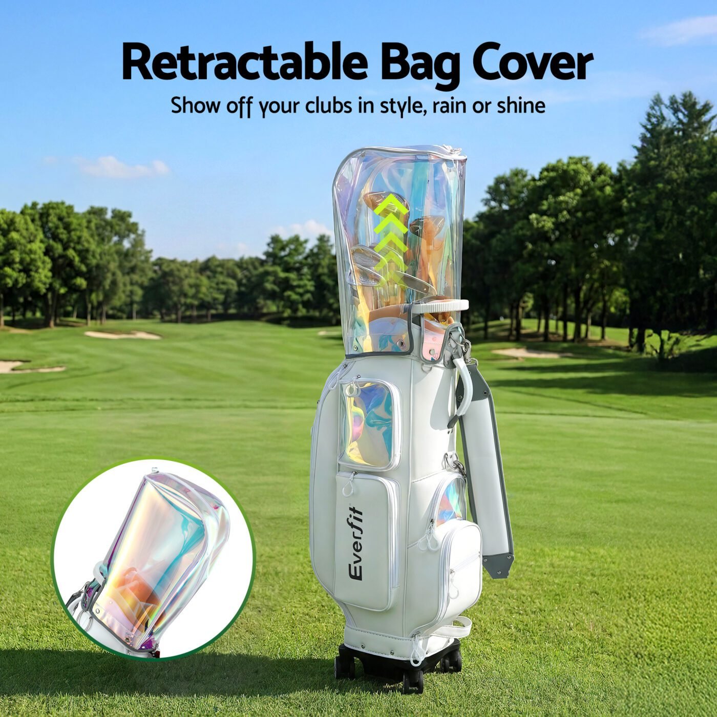 Everfit Golf Cart Bag Rolling Buggy Club Organiser Synthetic Leather White 4 Everfit Golf Cart Bag Rolling Buggy Club Organiser Synthetic Leather White - image 4