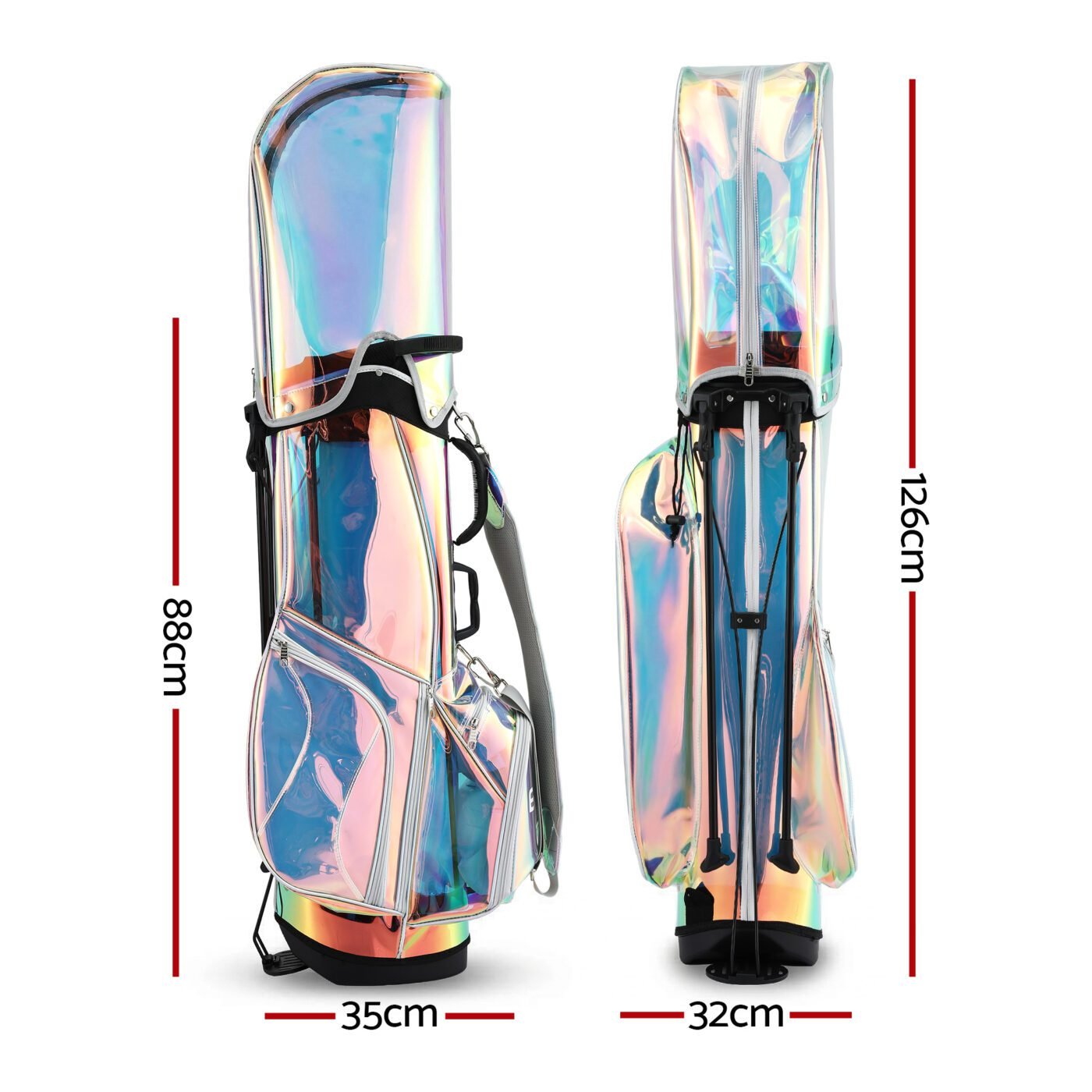 Everfit Golf Stand Bag Lightweight Carry Bag Dual Strap Club Divider Holographic 2 Everfit Golf Stand Bag Lightweight Carry Bag Dual Strap Club Divider Holographic - image 2