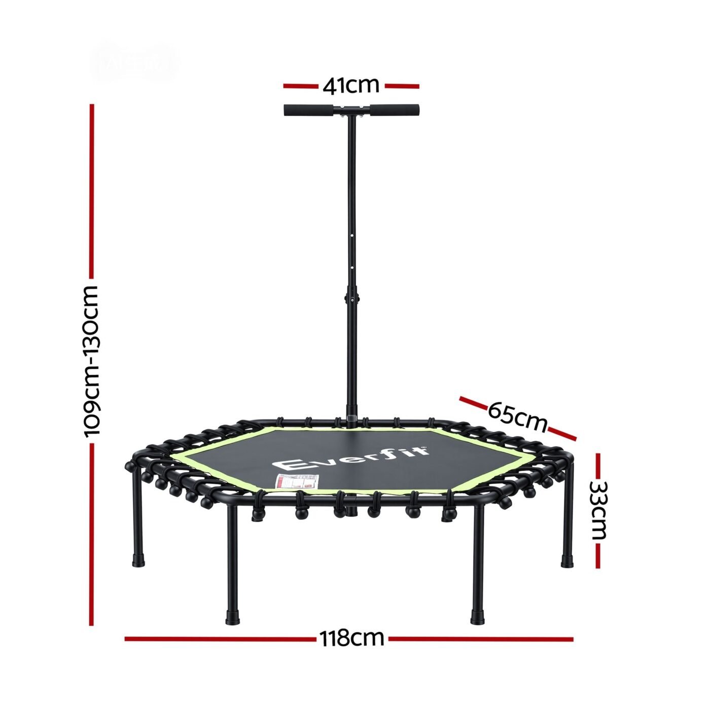 Everfit 48inch Hexagon Fitness Trampoline Rebounder Adjustable Handrail Green 2 Everfit 48inch Hexagon Fitness Trampoline Rebounder Adjustable Handrail Green - image 2