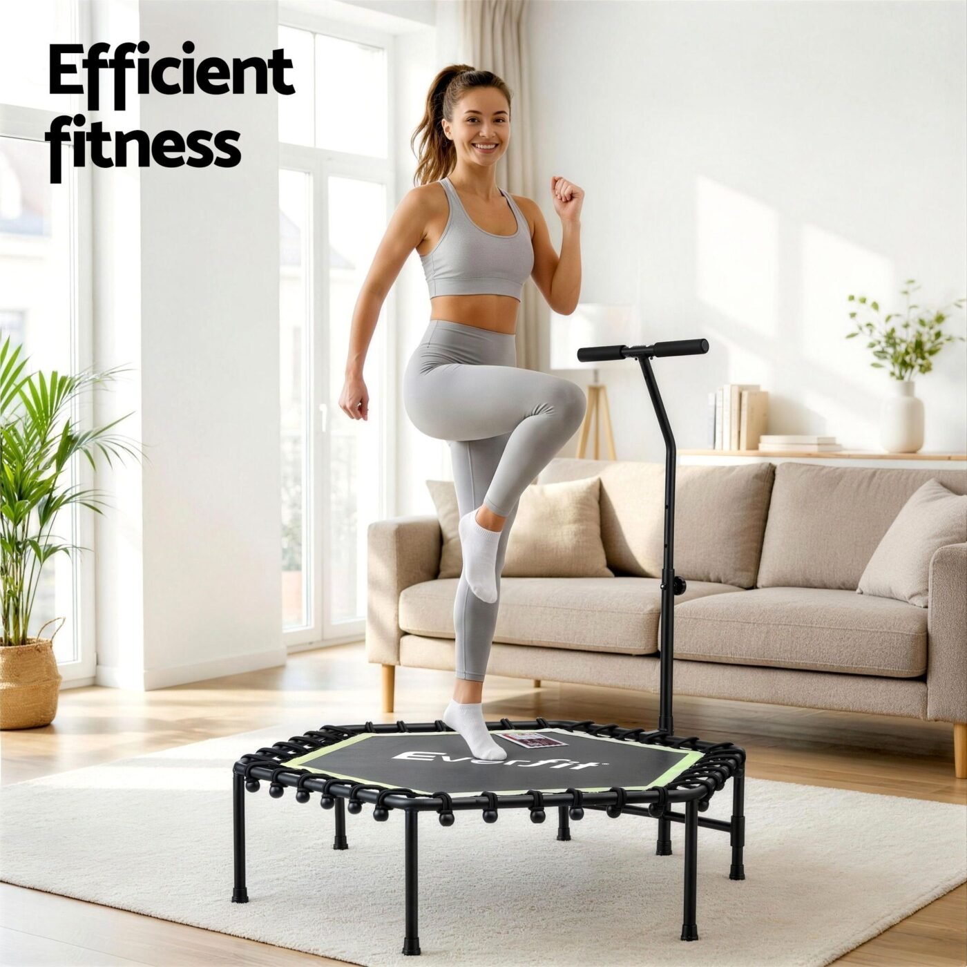 Everfit 48inch Hexagon Fitness Trampoline Rebounder Adjustable Handrail Green 4 Everfit 48inch Hexagon Fitness Trampoline Rebounder Adjustable Handrail Green - image 4