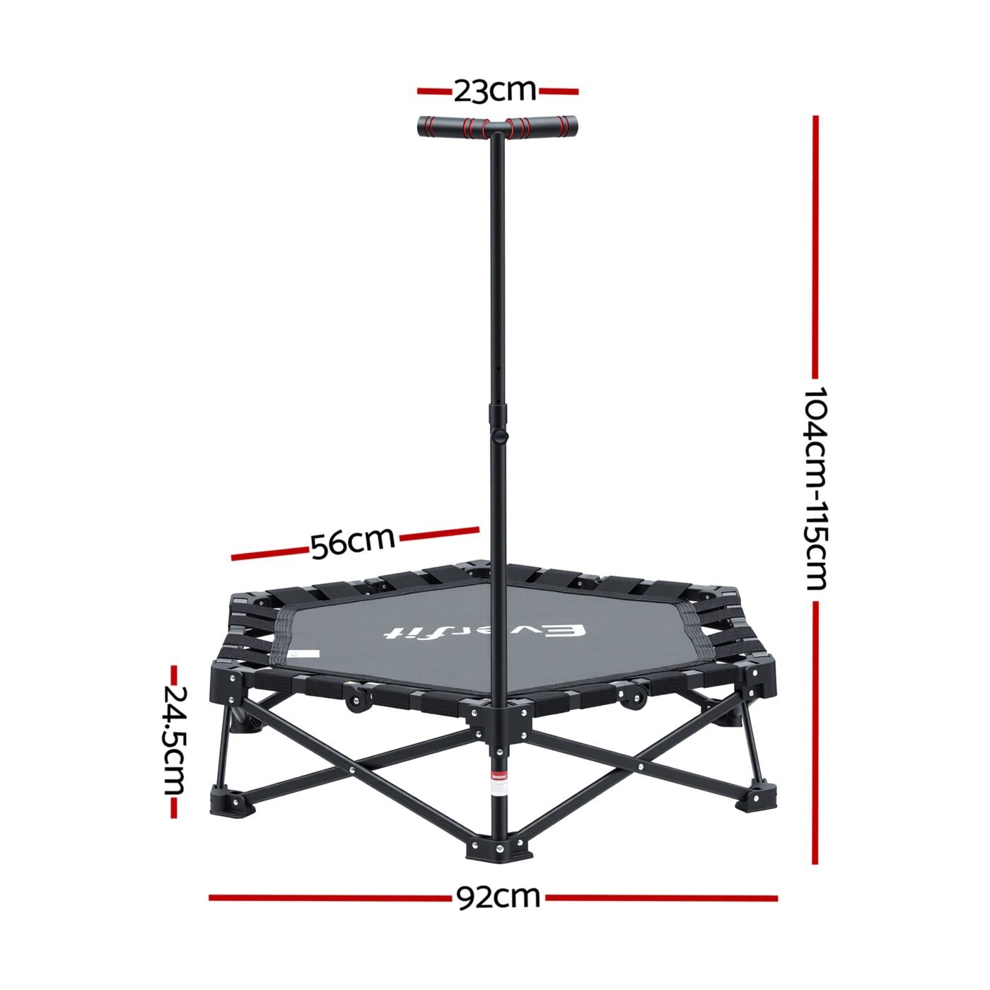 Everfit Fitness Foldable Trampoline Rebounder Adjustable Handle Indoor Exercise Black 2 Everfit Fitness Foldable Trampoline Rebounder Adjustable Handle Indoor Exercise Black - image 2