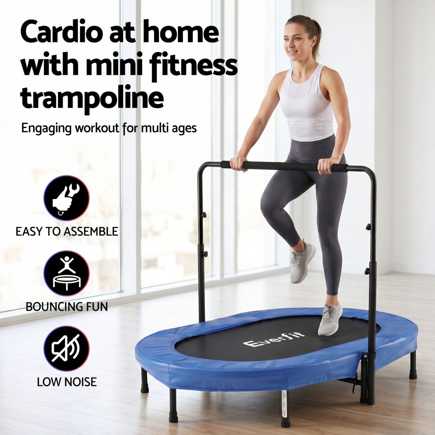 Everfit 56-Inch Foldable Fitness Trampoline Indoor Rebounder Adjustable Handrail 4 Everfit 56-Inch Foldable Fitness Trampoline Indoor Rebounder Adjustable Handrail - image 4