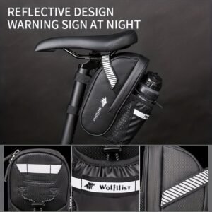 Bicycle Tail Bag with Quick Access Kettle Pocket & Reflective Safety Light