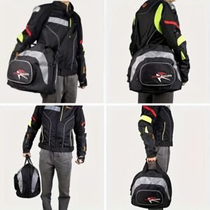 Black White motorcycle shoulder bag, Pro Biker bag, biking accessory, high-quality bag, durable bag, biker essentials, Australia biker gear, motorcycle storage bag