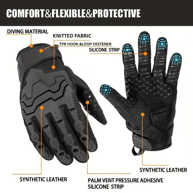 Men'S Full-Finger Gloves Tactical Gloves Touchscreen Gloves MTB Gloves Hiking - Black - Size M 4 Men’S Full-Finger Gloves Tactical Gloves Touchscreen Gloves MTB Gloves Hiking – Black – Size M - image 4