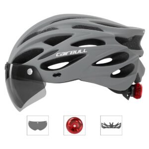 Road Bike Helmet Mountain Bike Helmet Cycling Helmet With Visor Bicycle Helmet – Gray – Size M55-59CM