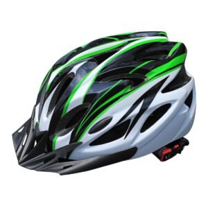 Mountain Bike Helmet Ultra-Breathable Cycling Helmet Integrated Helmet – black, white and green – Size L59-61CM