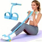 Pedal Resistance Bands with Handles, Upgrade 6-Tubes Manual Tension Training Pedal, Natural Rubber Foot Pedal Resistance Bands, Multifunction Fitness Bands for Abdomen, Waist, Arm, Leg（Blue）