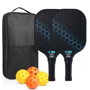 2 rackets, 4 balls, Pidike racket set (blue), fiberglass graphite Pidike racket set, ball equipment including balls, bags, accessories, rackets, suitable for beginners and professionals