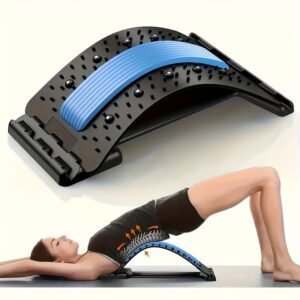 Four adjustable back stretches and posture correctors. Ergonomic waist support with massage function, safety handle, suitable for upper and lower back, office, car, home use, back stretcher, posture correction, durable structure