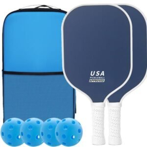 Deep Blue Pickleball Set: 2 Paddles, 4 Balls, Carrying Bag