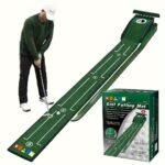 HUAEN Indoor Office Golf Putting Mat, 8-Foot Putting Green, Alignment Guide Included, Lightweight, Men’s Golf Equipment
