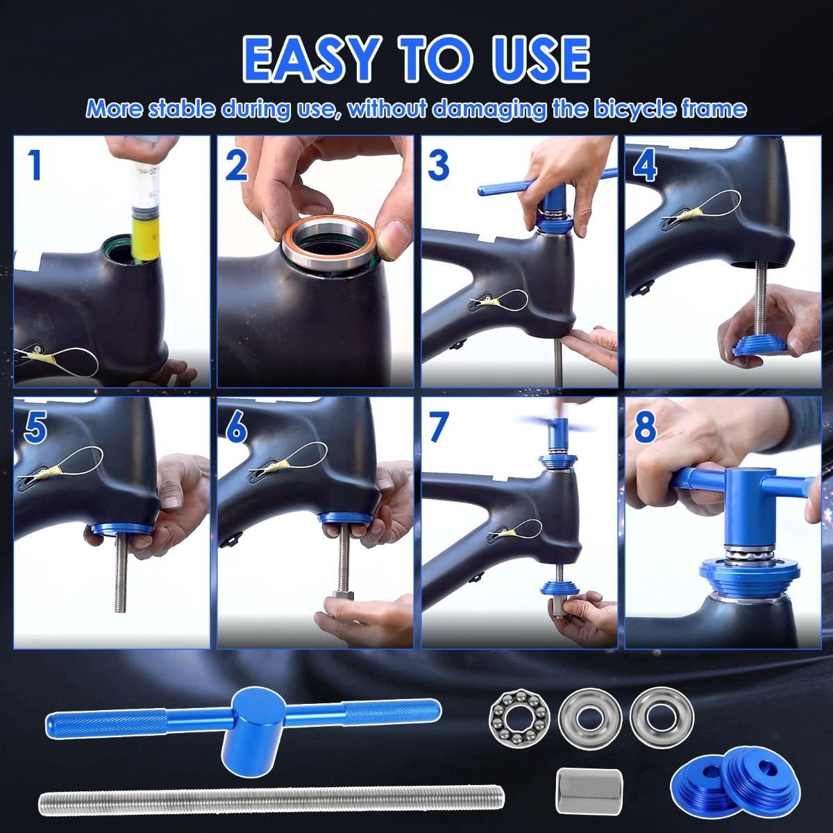 Bike Headset Press Tool - Universal Bicycle Headset Bearing Press-in Tool - Bike Headset Cup and Bottom Bracket Press Installer Accessories for Bicycle Repair 3 Bike Headset Press Tool – Universal Bicycle Headset Bearing Press-in Tool – Bike Headset Cup and Bottom Bracket Press Installer Accessories for Bicycle Repair - image 3