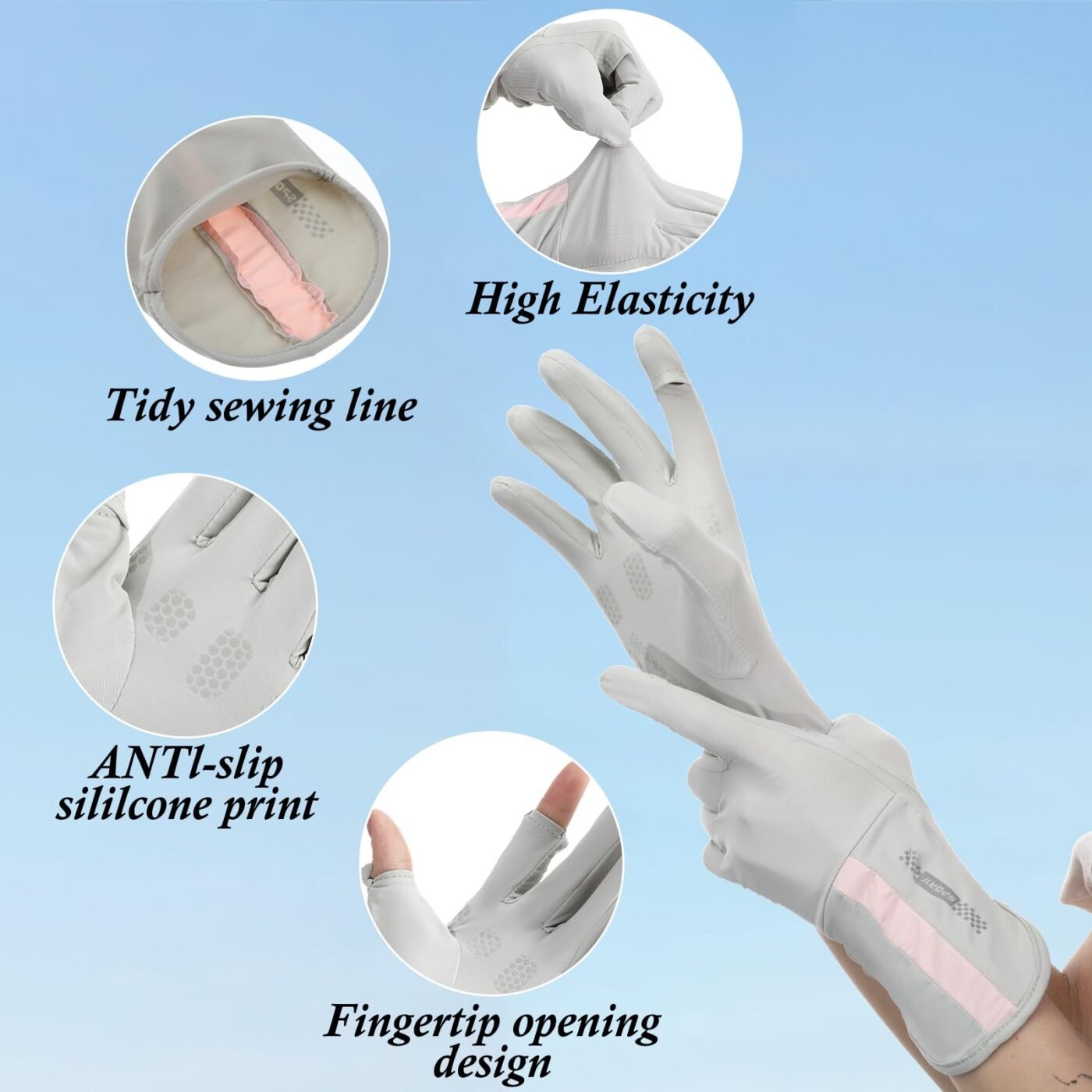 UV Protective Driving Gloves for Women – UPF 50+ Sunscreen Gloves with Touchscreen Function & Anti-Slip Palm, Long Cuff for Hiking, Cycling, Fishing, Golfing (Grey) 3 UV Protective Driving Gloves for Women – UPF 50+ Sunscreen Gloves with Touchscreen Function & Anti-Slip Palm, Long Cuff for Hiking, Cycling, Fishing, Golfing (Grey) - image 3