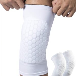 Honeycomb Knee Pads for Kids, Teens & Adults – Protective Compression Knee Guards for Basketball, Football, Cycling & Running(White,L)