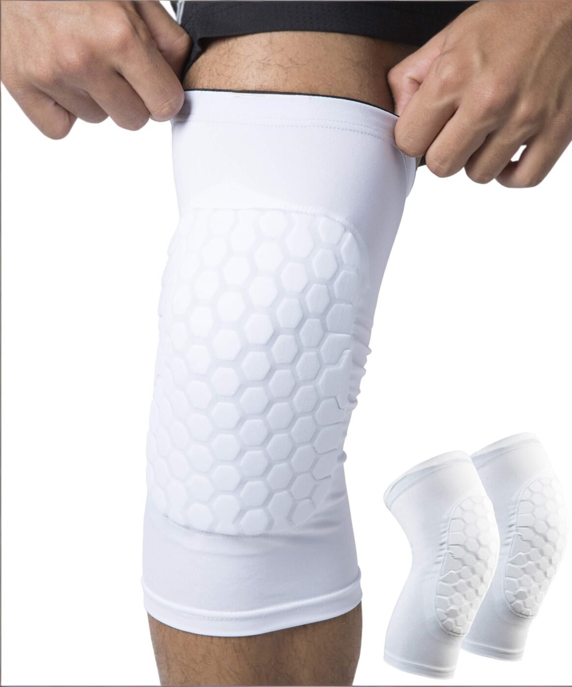 Honeycomb Knee Pads for Kids, Teens & Adults – Protective Compression Knee Guards for Basketball, Football, Cycling & Running(White,XXL) 1 Honeycomb Knee Pads for Kids, Teens & Adults – Protective Compression Knee Guards for Basketball, Football, Cycling & Running(White,XXL)