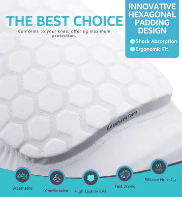 Honeycomb Knee Pads for Kids, Teens & Adults – Protective Compression Knee Guards for Basketball, Football, Cycling & Running(White,XXL) 5 Honeycomb Knee Pads for Kids, Teens & Adults – Protective Compression Knee Guards for Basketball, Football, Cycling & Running(White,XXL) - Image 5
