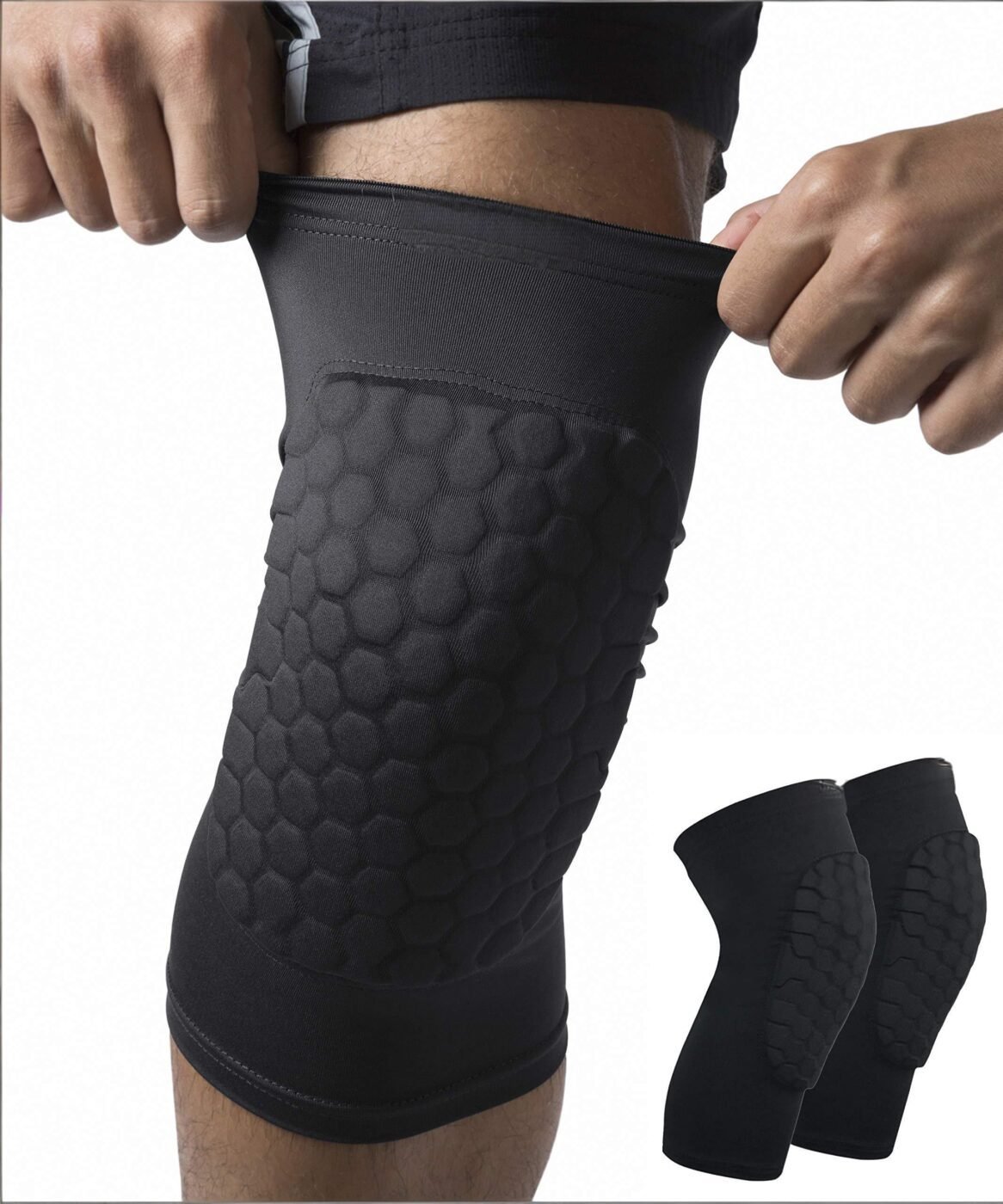 Honeycomb Knee Pads for Kids, Teens & Adults – Protective Compression Knee Guards for Basketball, Football, Cycling & Running(Black,L) 1 Honeycomb Knee Pads for Kids, Teens & Adults – Protective Compression Knee Guards for Basketball, Football, Cycling & Running(Black,L)