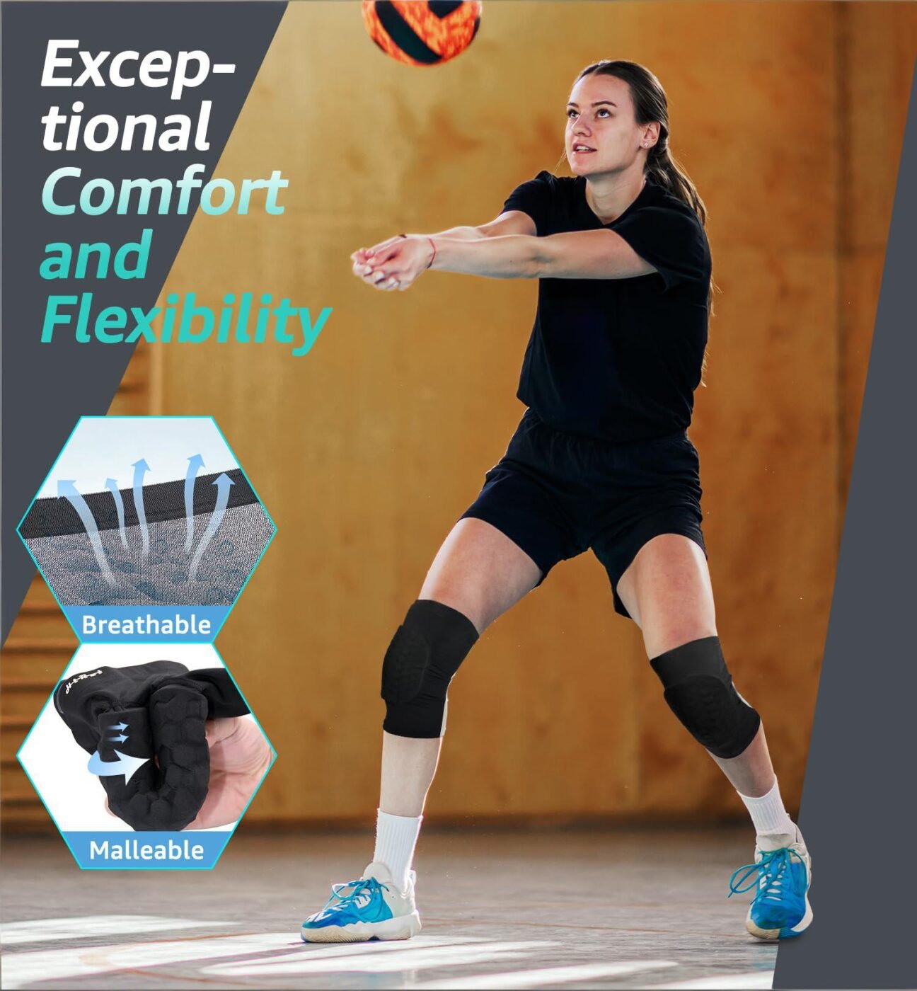Honeycomb Knee Pads for Kids, Teens & Adults – Protective Compression Knee Guards for Basketball, Football, Cycling & Running(Black,L) 4 Honeycomb Knee Pads for Kids, Teens & Adults – Protective Compression Knee Guards for Basketball, Football, Cycling & Running(Black,L) - Image 4