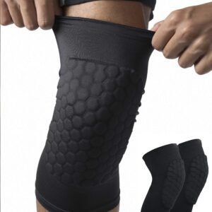 Honeycomb Knee Pads for Kids, Teens & Adults – Protective Compression Knee Guards for Basketball, Football, Cycling & Running(Black,XL)