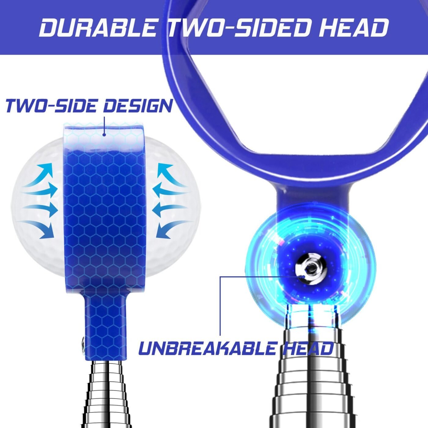 Telescopic Golf Ball Retriever 9FT – Blue Stainless Steel Pole with Durable Nylon Head for Water, Sand & Bush Retrieval (Blue) 2 Telescopic Golf Ball Retriever 9FT – Blue Stainless Steel Pole with Durable Nylon Head for Water, Sand & Bush Retrieval (Blue) - image 2