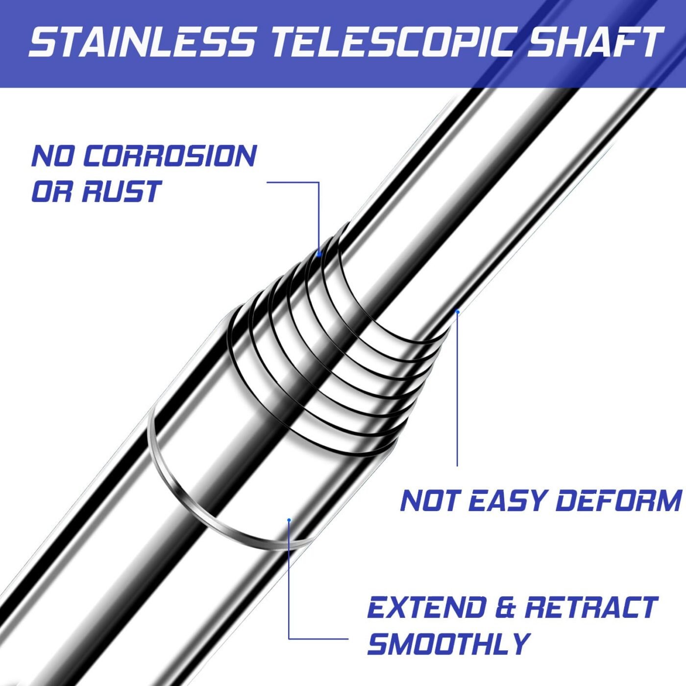 Telescopic Golf Ball Retriever 9FT – Blue Stainless Steel Pole with Durable Nylon Head for Water, Sand & Bush Retrieval (Blue) 3 Telescopic Golf Ball Retriever 9FT – Blue Stainless Steel Pole with Durable Nylon Head for Water, Sand & Bush Retrieval (Blue) - image 3