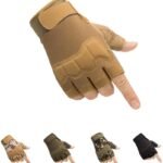 Tactical Fingerless Gloves with Knuckle Protection – Breathable Outdoor Gloves for Shooting, Hunting, Cycling, and Training (Yellow,S)