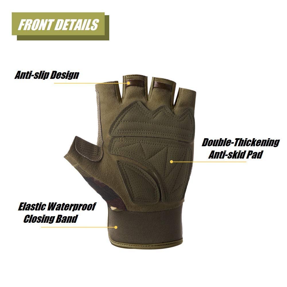 Tactical Fingerless Gloves with Knuckle Protection – Breathable Outdoor Gloves for Shooting, Hunting, Cycling, and Training (Green,S) 4 Tactical Fingerless Gloves with Knuckle Protection – Breathable Outdoor Gloves for Shooting, Hunting, Cycling, and Training (Green,S) - image 4