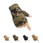 Tactical Fingerless Gloves with Knuckle Protection – Breathable Outdoor Gloves for Shooting, Hunting, Cycling, and Training (Green Camouflage,S)