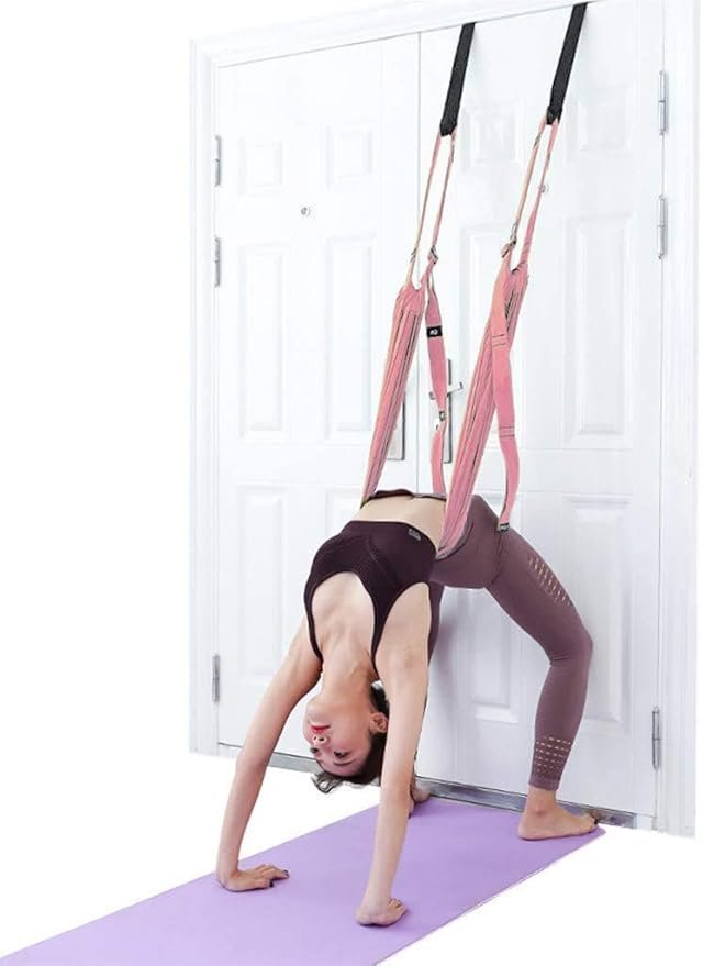 Door-Hanging Yoga Hammock for Backbend & Stretching – Adjustable Aerial Yoga Strap with Dual Anchors, Full-Body Flexibility Trainer for Home Use (Pink) 1 Door-Hanging Yoga Hammock for Backbend & Stretching – Adjustable Aerial Yoga Strap with Dual Anchors, Full-Body Flexibility Trainer for Home Use (Pink)