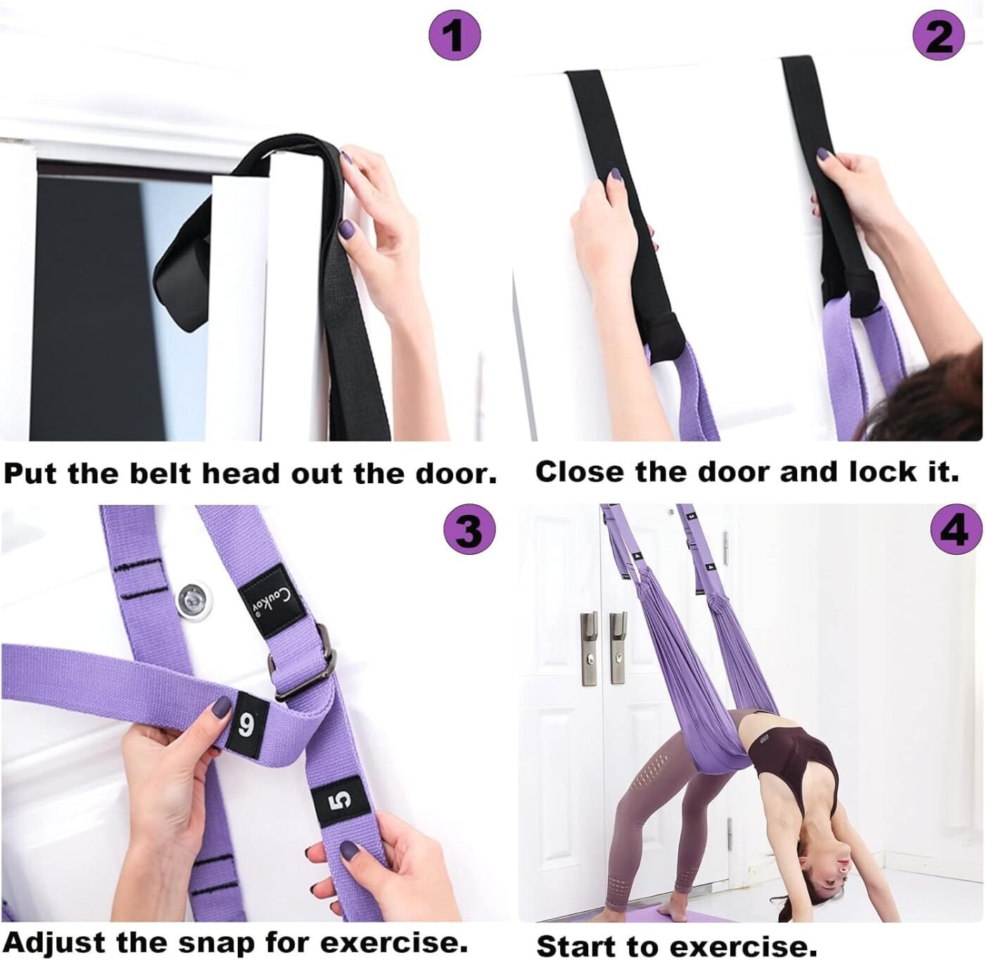 Door-Hanging Yoga Hammock for Backbend & Stretching – Adjustable Aerial Yoga Strap with Dual Anchors, Full-Body Flexibility Trainer for Home Use (Pink) 2 Door-Hanging Yoga Hammock for Backbend & Stretching – Adjustable Aerial Yoga Strap with Dual Anchors, Full-Body Flexibility Trainer for Home Use (Pink) - image 2