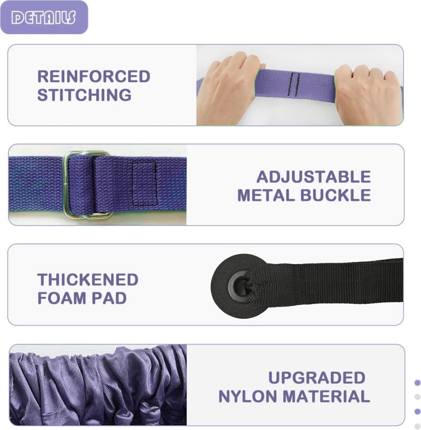 Door-Hanging Yoga Hammock for Backbend & Stretching – Adjustable Aerial Yoga Strap with Dual Anchors, Full-Body Flexibility Trainer for Home Use (Purple) 5 Door-Hanging Yoga Hammock for Backbend & Stretching – Adjustable Aerial Yoga Strap with Dual Anchors, Full-Body Flexibility Trainer for Home Use (Purple) - image 5