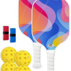 Pickleball Paddle Set with 4 Balls – Fiberglass Surface, Lightweight Grip | Indoor & Outdoor Play