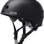 OutdoorMaster Skateboard Cycling Helmet – Two Removable Liners Ventilation Multi-Sport Scooter Roller Skate Inline Skating Rollerblading for Adults-Black-Small