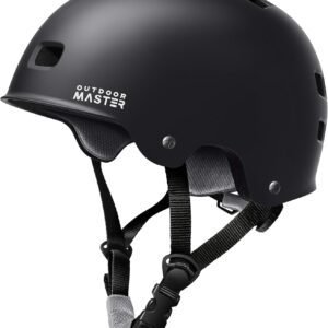 OutdoorMaster Skateboard Cycling Helmet – Two Removable Liners Ventilation Multi-Sport Scooter Roller Skate Inline Skating Rollerblading for Adults-Black-Large