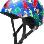 OutdoorMaster Youth & Kids Bike Helmet – Adjustable Multi-Sports Skateboard Helmet with Removable Liners for Balance Bike, Kids Scooter, One Wheel Hoverboard,Graffiti-style helmet-Dino Volcanoland-Large