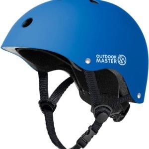 OutdoorMaster Youth & Kids Bike Helmet – Adjustable Multi-Sports Skateboard Helmet with Removable Liners for Balance Bike, Toddler Scooter, One Wheel Hoverboard-Blue-M