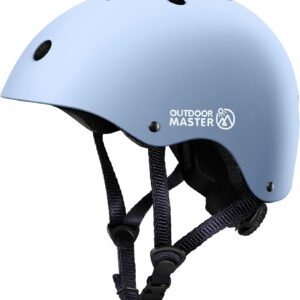 OutdoorMaster Youth & Kids Bike Helmet – Adjustable Multi-Sports Skateboard Helmet with Removable Liners for Balance Bike, Toddler Scooter, One Wheel Hoverboard-Light Blue-Medium