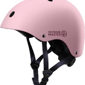 OutdoorMaster Youth & Kids Bike Helmet – Adjustable Multi-Sports Skateboard Helmet with Removable Liners for Balance Bike, Toddler Scooter, One Wheel Hoverboard-Light Pink-Small