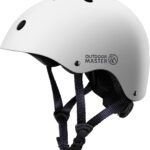 OutdoorMaster Youth & Kids Bike Helmet – Adjustable Multi-Sports Skateboard Helmet with Removable Liners for Balance Bike, Toddler Scooter, One Wheel Hoverboard-White-Medium