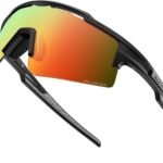 OutdoorMaster Hawk II Polarized Sports Sunglasses for Men Women, TAC 100% UV400 Protection TR90 Frame Cycling Sunglasses, Baseball Running Fishing Golf Glasses-Black Frame+revo Blue Cat.3,Adult